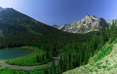 Scenic view of landscape and mountains against sky