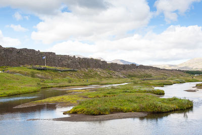 Scenic view of lake against sky