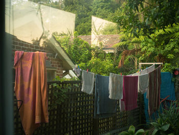 Clothes drying on clothesline