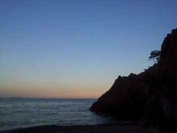 Scenic view of sea against clear sky