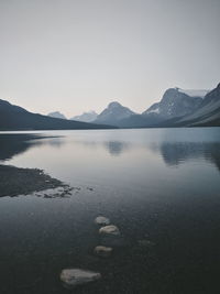 Scenic view of lake against clear sky