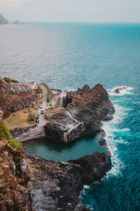 High angle view of sea against sky