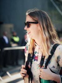 Young woman wearing sunglasses