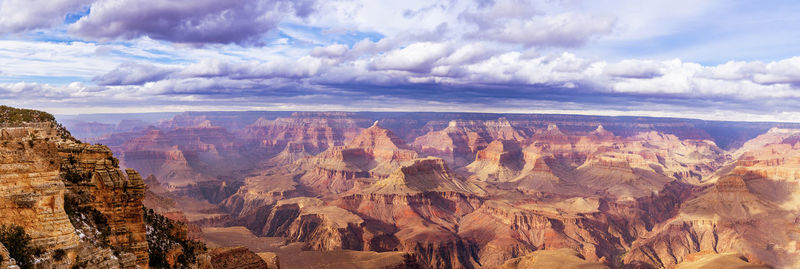 Panoramic view of landscape against cloudy sky