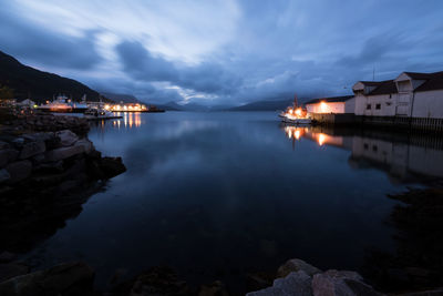 Blue lodingen harbor sunset