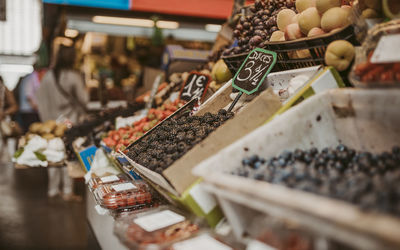 Various food for sale at market stall