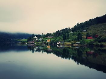 Scenic view of lake against clear sky