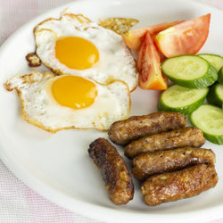 Close-up of breakfast served in plate