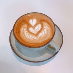 Close-up of cappuccino on coffee cup
