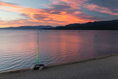 Scenic view of sea at sunset
