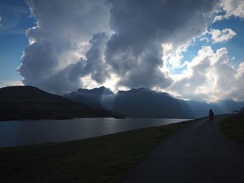 Road passing through lake