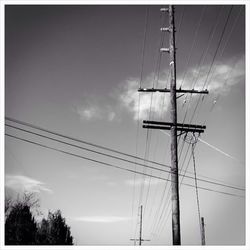 Low angle view of electricity pylon