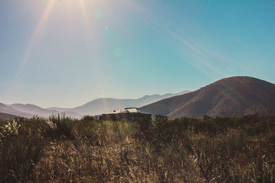 Scenic view of mountains against clear sky