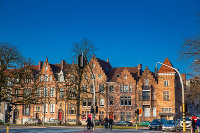 Bikers at the beautiful streets of the historical town of bruges