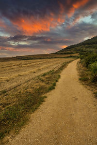 Scenic view of landscape against sky during sunset