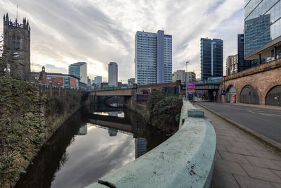 Bridge over river in city