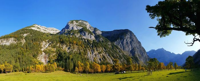 Scenic view of mountains against clear sky