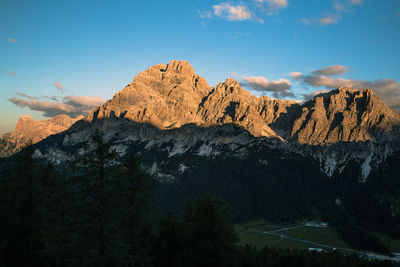 Italian dolomite at sunset in trentino alps, sudtirol, italy