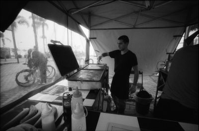 Man working on table