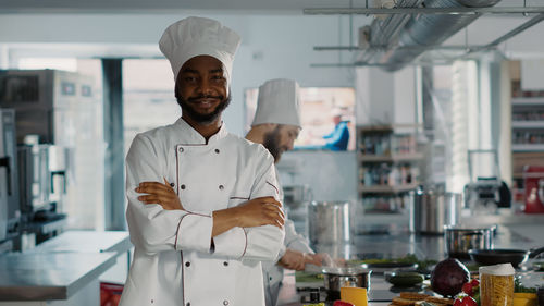Portrait of chef in kitchen