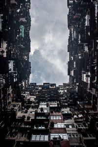 Directly below shot of buildings against sky