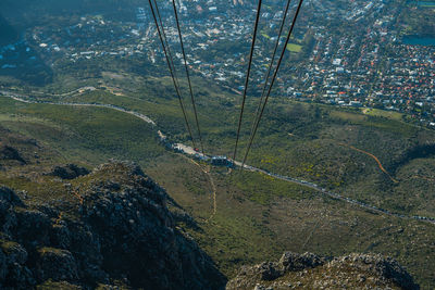 High angle view of cars on land