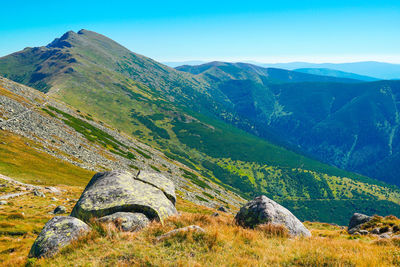 Scenic view of mountains against sky