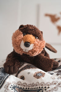 Close-up of stuffed toy on table at home