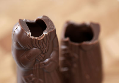 Close-up of chocolate figure