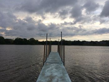 Scenic view of lake against sky at sunset