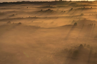 Scenic view of landscape against sky during sunset
