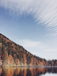 Scenic view of lake against sky during autumn