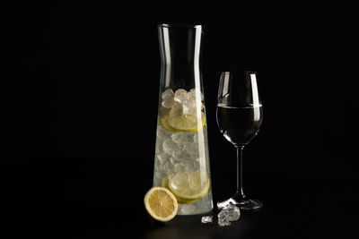 Wine glass against black background