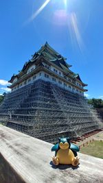 Low angle view of temple against blue sky