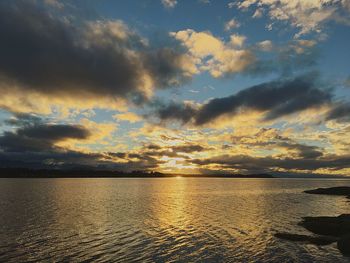 Scenic view of sea at sunset