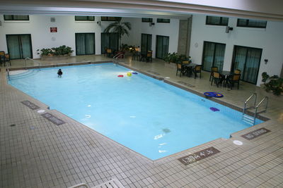 High angle view of swimming pool in building