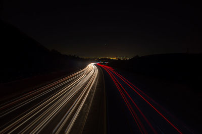 Light trails on highway at night