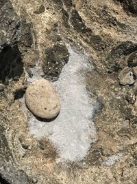 Close-up of pebbles on sand