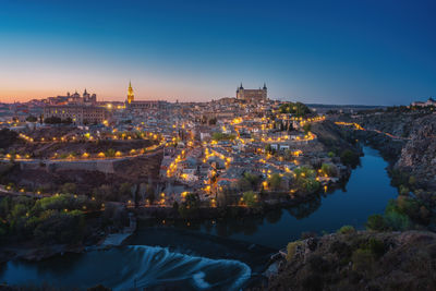 High angle view of city at waterfront