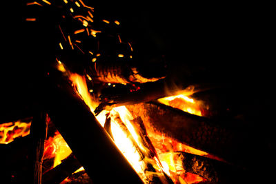 Close-up of bonfire at night