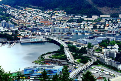 High angle view of city