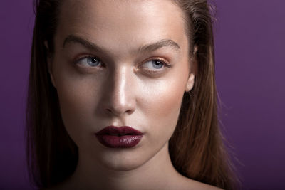 Beauty portrait of a young woman in studio