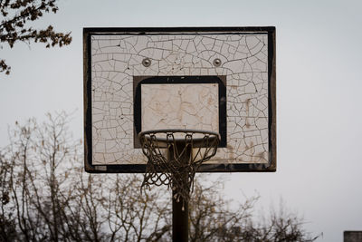 Basketball hoop against clear sky