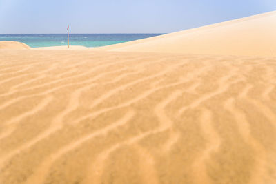 Scenic view of beach against clear sky