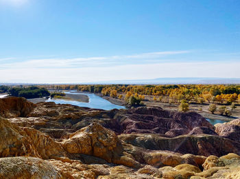 Scenic view of rock formation against sky