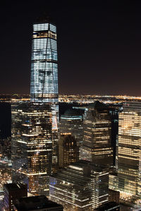 Illuminated cityscape at night