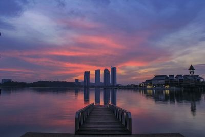 View of pier at sunset