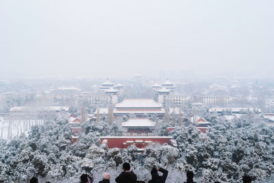 Crowd on city during winter