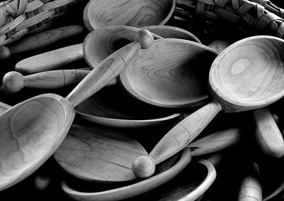 Full frame shot of wooden utensils