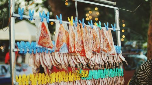 Meat for sale at market stall